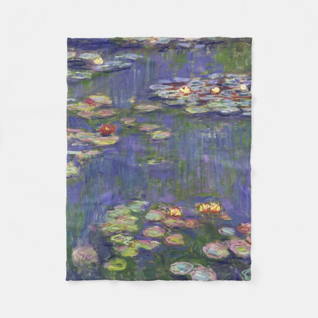 Monet Water Lilies Masterpiece Painting Fleece Blanket (Front)