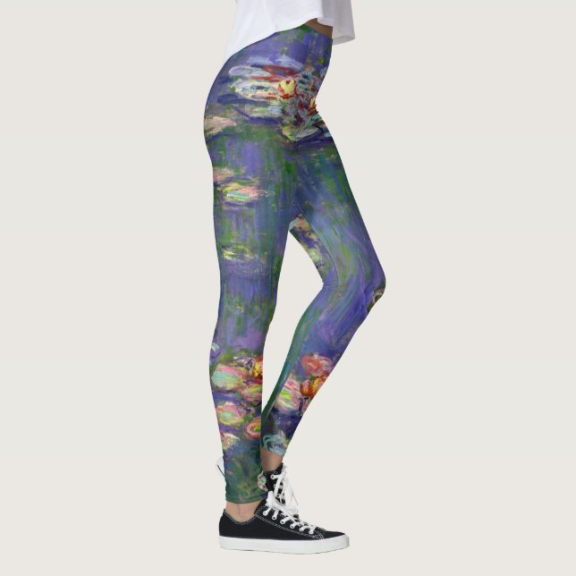 Monet Water Lilies Masterpiece Painting Leggings (Right)