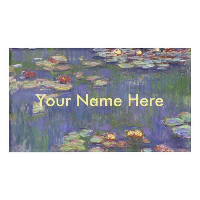 Monet Water Lilies Masterpiece Painting Name Tag (Front)