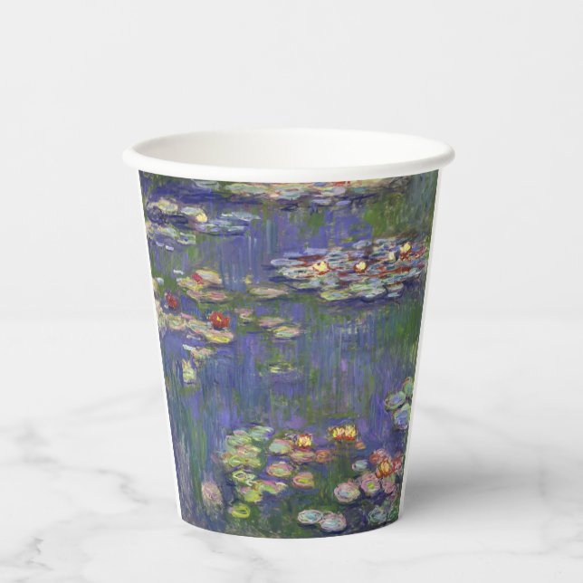Monet Water Lilies Masterpiece Painting Paper Cups (Front)