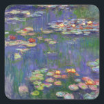 Monet Water Lilies Masterpiece Painting Square Sticker<br><div class="desc">Monet Water Lilies - This classic Monet painting was painted by Claude Monet in 1916. It is part of his famous water lilies collection where he paints in his garden in Giverney,  France. A masterpiece painting.</div>