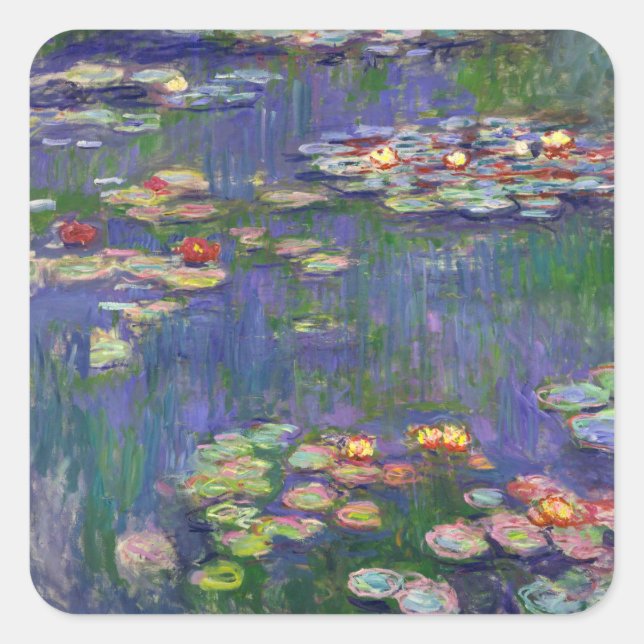 Monet Water Lilies Masterpiece Painting Square Sticker (Front)