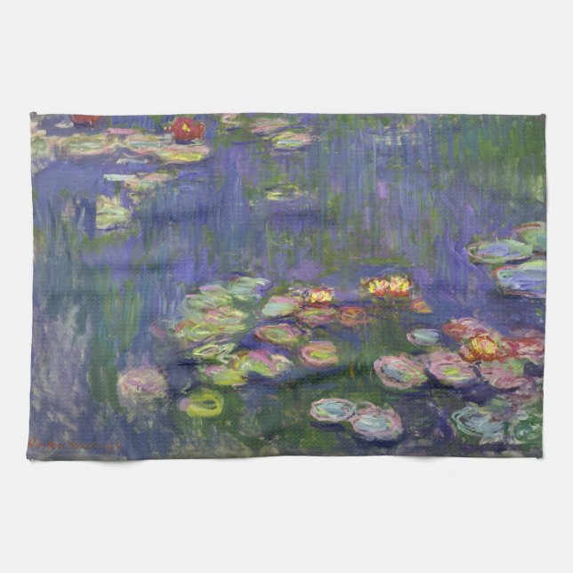 Monet Water Lilies Masterpiece Painting Tea Towel (Horizontal)