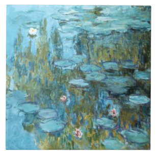 Monet - Water Lilies (turquoise), Ceramic Tile