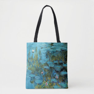 Monet - Water Lilies, Turquoise, Tote Bag