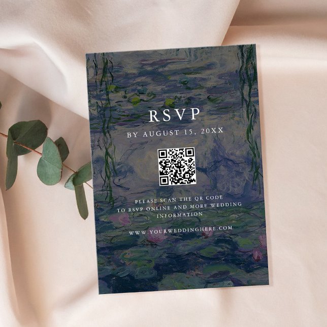 Monet Water Lilies Wedding RSVP Card (Creator Uploaded)