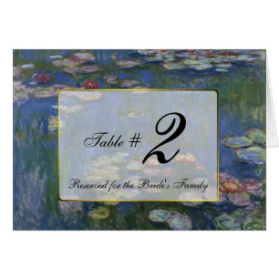Monet Water Lilies Wedding Table Number