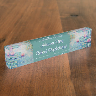Monet Water Lillies Acrylic Desk Nameplate
