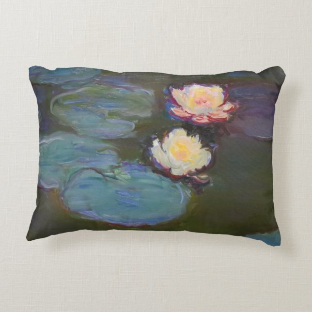 Monet Water Lily Lilies Pond Waterlilies Painting Decorative Cushion (Back)