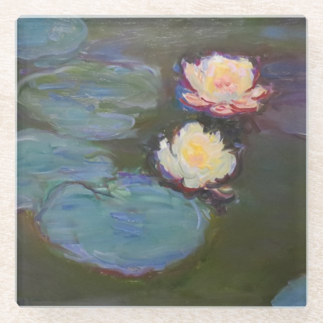 Monet Water Lily Lilies Pond Waterlilies Painting Glass Coaster (Front)