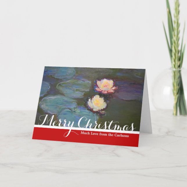 Monet Water Lily Lilies Pond Waterlilies Painting Holiday Card (Front)