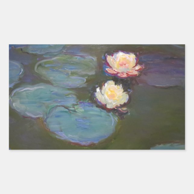 Monet Water Lily Lilies Pond Waterlilies Painting Rectangular Sticker (Front)