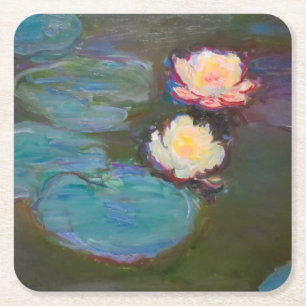 Monet Water Lily Lilies Pond Waterlilies Painting Square Paper Coaster