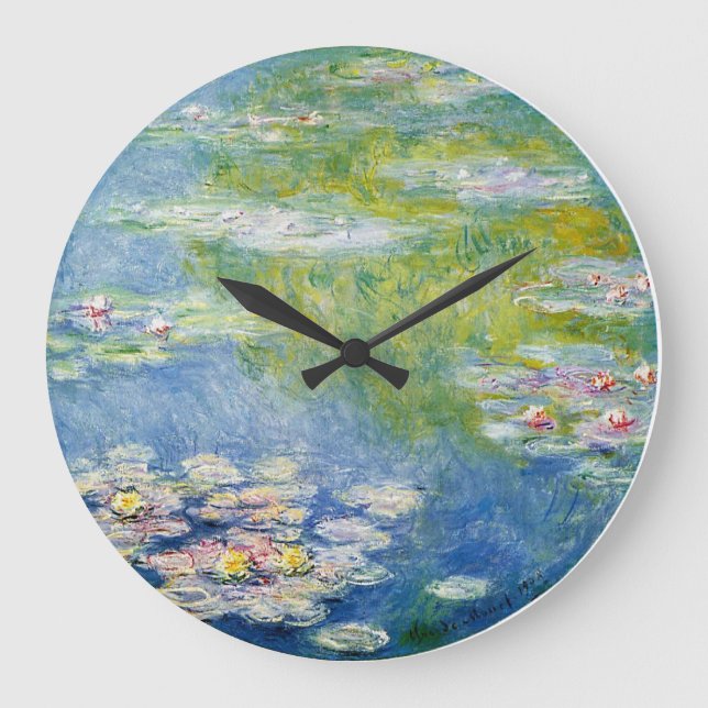 Monet Water Lily numberless Large Clock (Front)