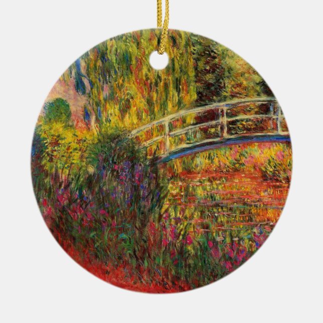 Monet Water Lily Pond and Water Irises Ceramic Ornament (Front)