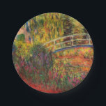 Monet Water Lily Pond and Water Irises Paper Plate<br><div class="desc">Paper Plates featuring Claude Monet’s oil painting of a Japanese bridge and beautiful flowers. Water lily pond and water irises bathed in pink light. Serene nature impressionism with lovely flowers and scenic pond landscape. A great Monet gift for fans of impressionism and French art.</div>