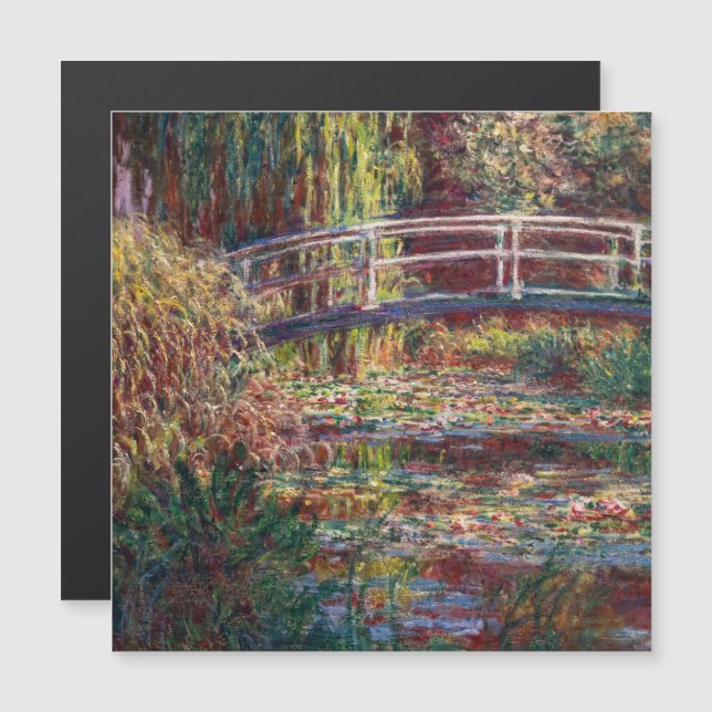 Monet - Water Lily pond Pink Harmony Magnetic Card (Front/Back)
