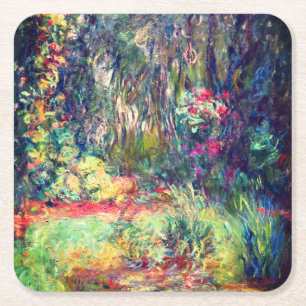 Monet Water Lily Pond Square Paper Coaster