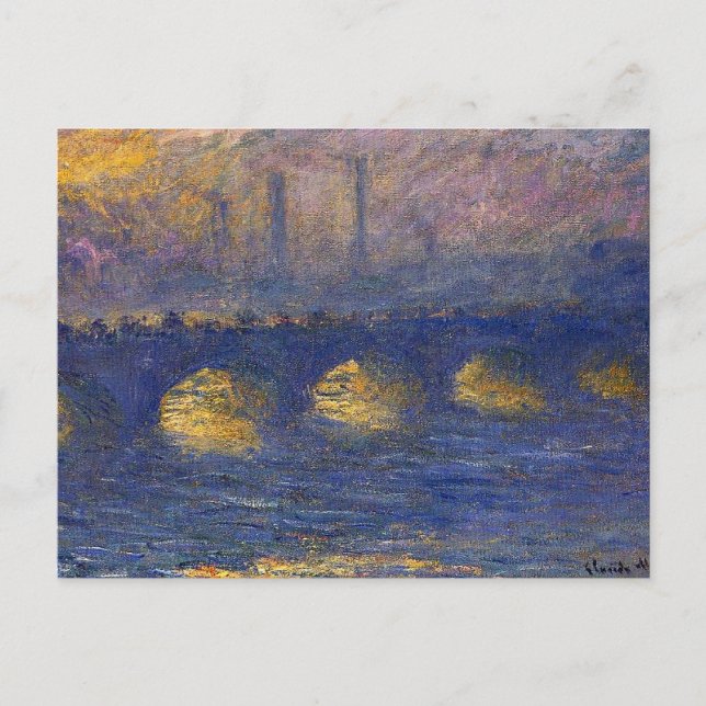 Monet - Waterloo Bridge, Overcast Weather, Postcard (Front)
