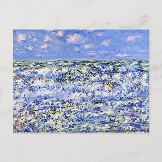 Monet - Waves Breaking, famous artwork Postcard (Front)