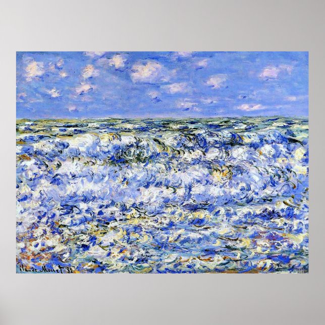 Monet - Waves Breaking, famous artwork Poster (Front)