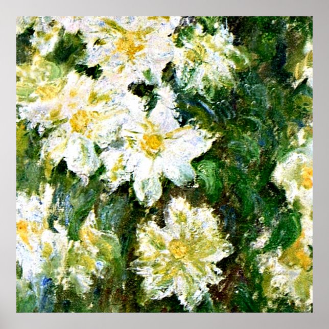 Monet - White Clematis, famous floral painting Poster (Front)
