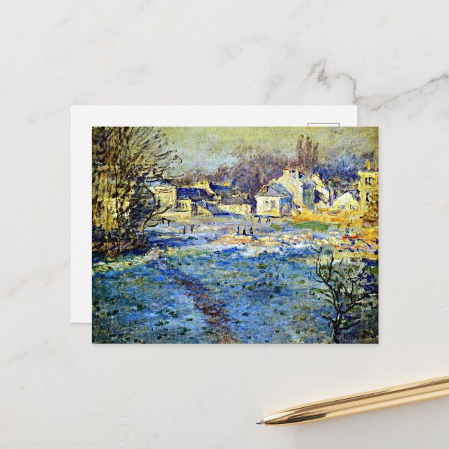 Monet - White Frost, 1875 artwork Postcard (Front/Back In Situ)