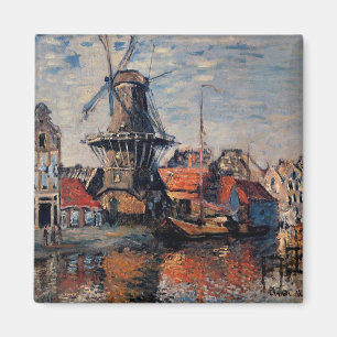 Monet - Windmill on the Onbekende Canall-Amsterdam Magnet