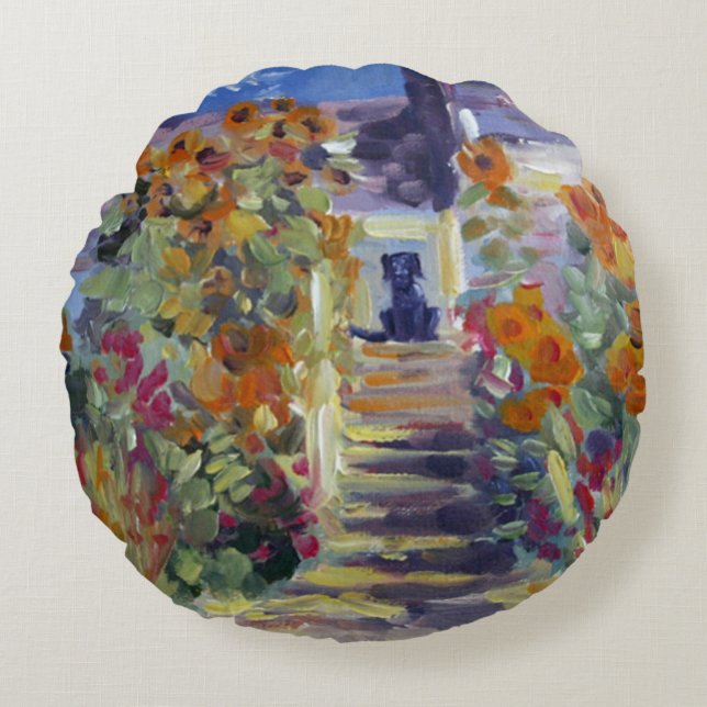 Monet With Lab Pillow (Front)