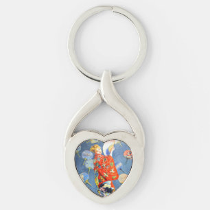 Monet Woman in Japanese Costume Key Ring