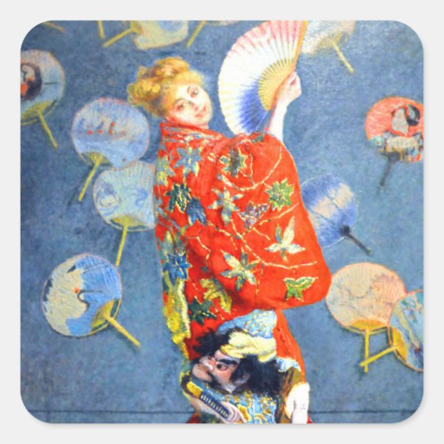 Monet Woman in Japanese Costume Square Sticker (Front)