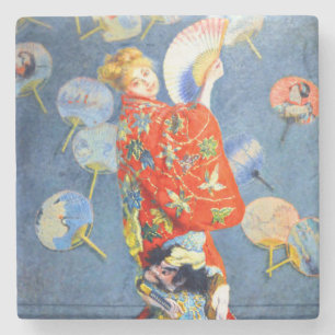 Monet Woman in Japanese Costume Stone Coaster
