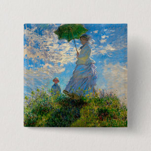 Monet Woman Parasol Impressionism 15 Cm Square Badge