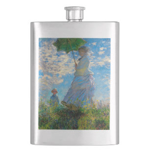 Monet Woman Parasol Impressionism Hip Flask