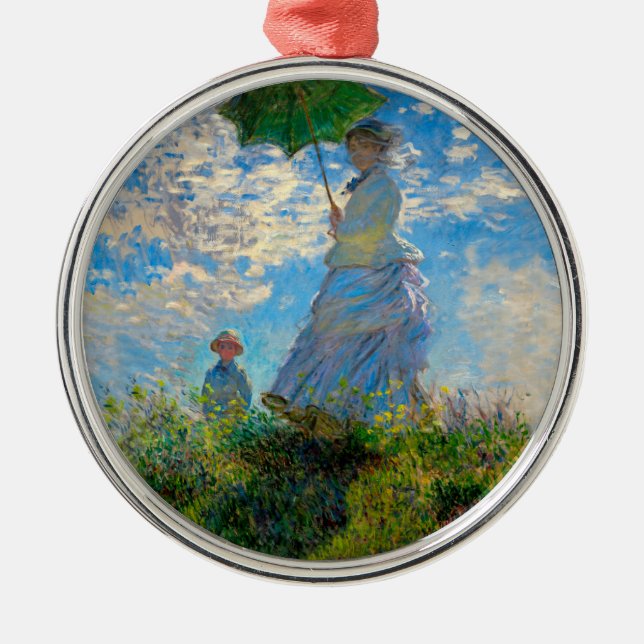 Monet Woman Parasol Impressionism Metal Ornament (Front)