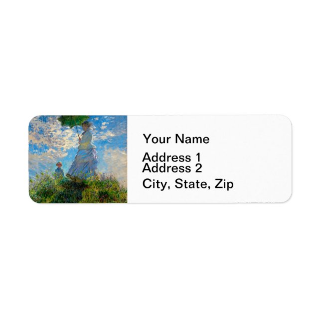 Monet Woman Parasol Impressionism Return Address Label (Front)