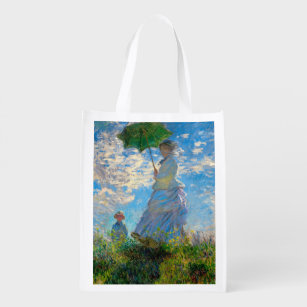 Monet Woman Parasol Impressionism Reusable Grocery Bag