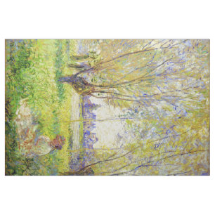 Monet Woman Seated Under The Willows Fine Art Fabric