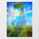 Monet Woman with a Parasol<br><div class="desc">Window Cling featuring Claude Monet’s wife,  Camille,  holding a parasol,  and their son,  Jean,  taking a walk in a vibrant green field being blown by the wind on a summer’s day. A great Monet gift for fans of impressionism and French art.</div>