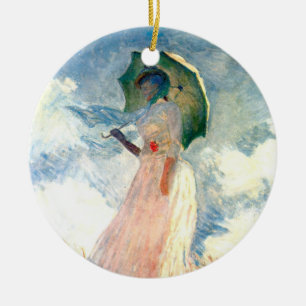 Monet Woman with a Parasol Facing Left Ceramic Ornament