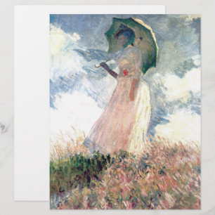 Monet Woman with a Parasol Facing Left Custom Letterhead