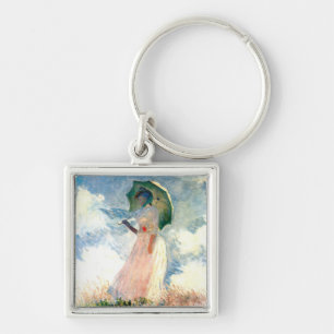 Monet Woman with a Parasol Facing Left Key Ring