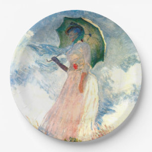 Monet Woman with a Parasol Facing Left Paper Plate