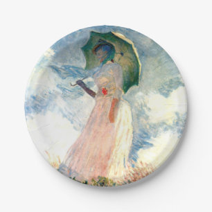 Monet Woman with a Parasol Facing Left Paper Plate