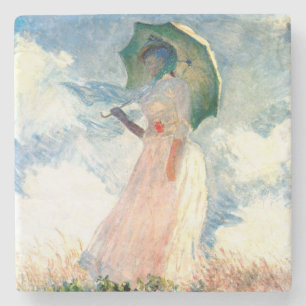 Monet Woman with a Parasol Facing Left Stone Coaster