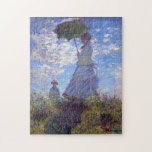 Monet Woman with a Parasol Fine Art Jigsaw Puzzle<br><div class="desc">Madam Monet and Her Son or Woman with a Parasol are the two titles used for this popular classic Impressionism fine art. It is an Impressionism style everyday family scene portrait of Claude Monet's wife,  Camille and their son,  out for a stroll on a windy summer day,  c. 1875.</div>