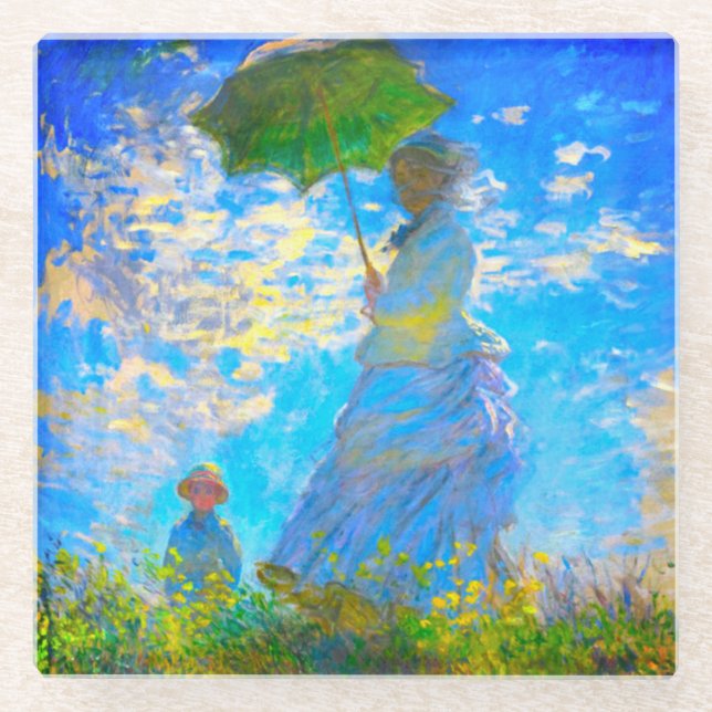 Monet Woman with a Parasol Glass Coaster (Front)