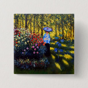 Monet Woman with a Parasol in Garden 15 Cm Square Badge