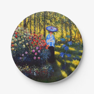 Monet Woman with a Parasol in Garden Paper Plate