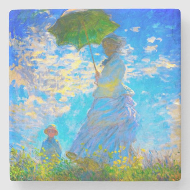 Monet Woman with a Parasol Stone Coaster (Front)